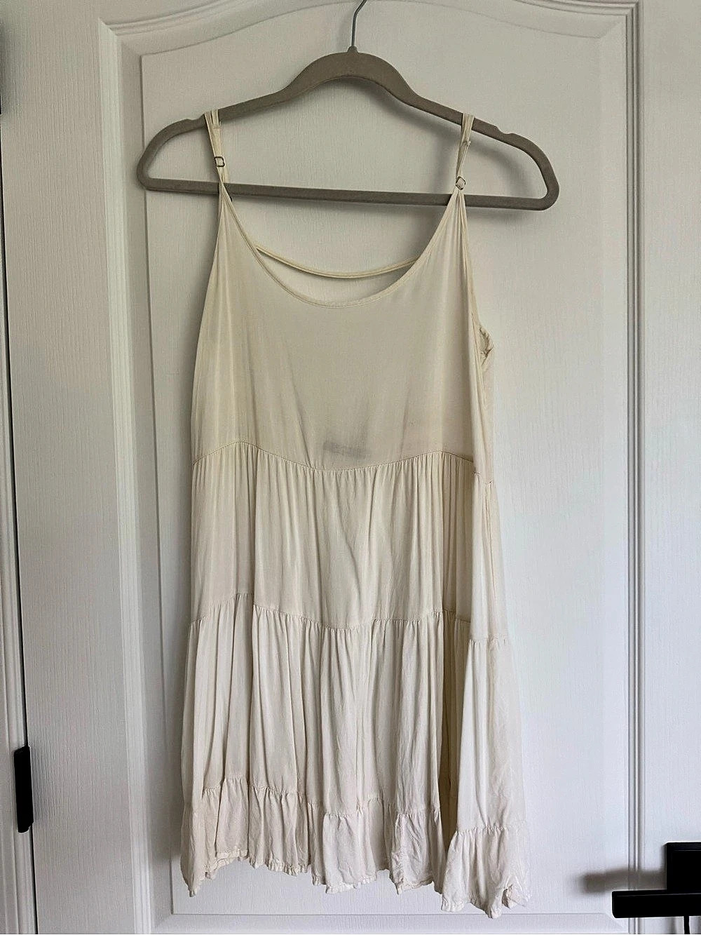 Brandy Melville White Tiered Back Tie Mini Dress in White